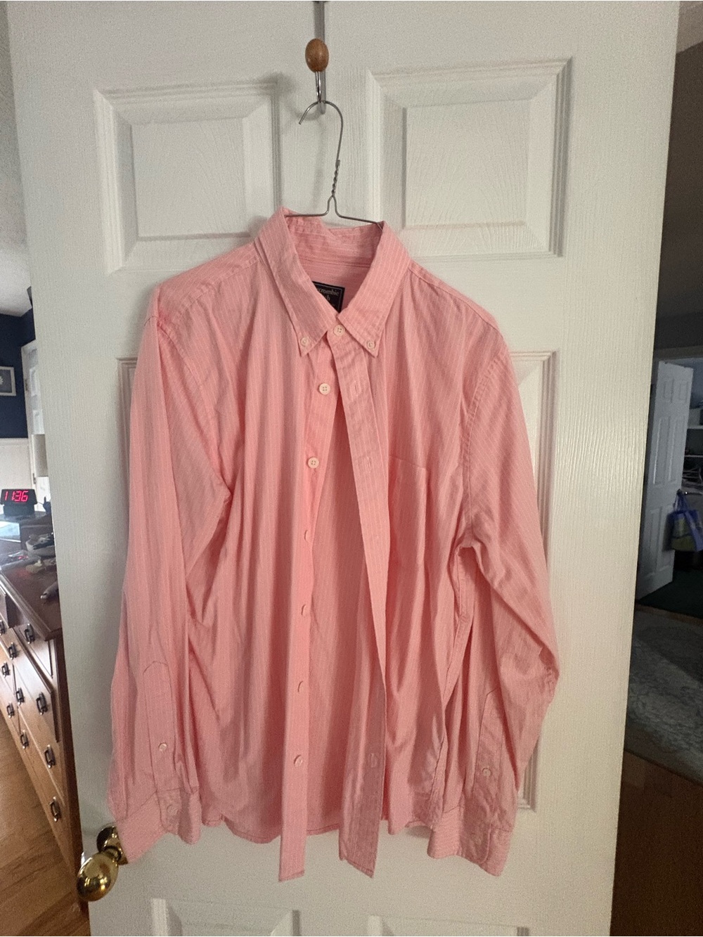 Abercrombie & Fitch Men's Light Pink stripe Button-Down Shirt